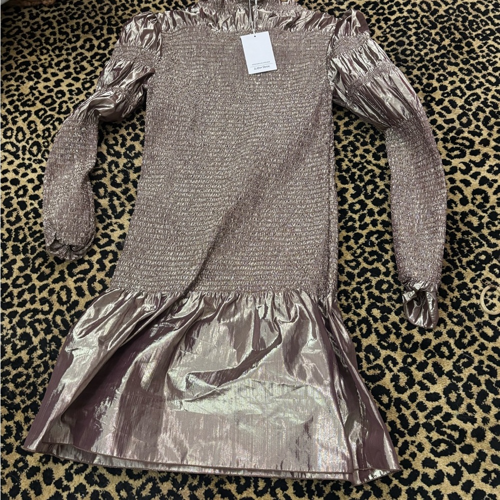 & Other Stories Metallic Rose Mini Dress